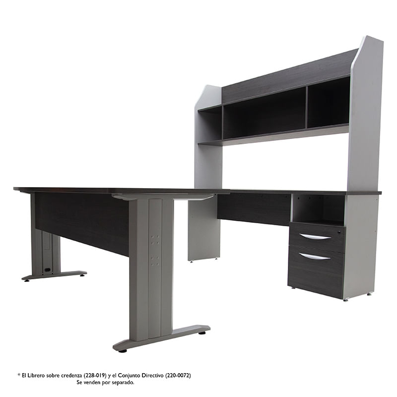21869 - LIBRERO SOBRE CREDENZA S/PUERTAS STORM/GRIS