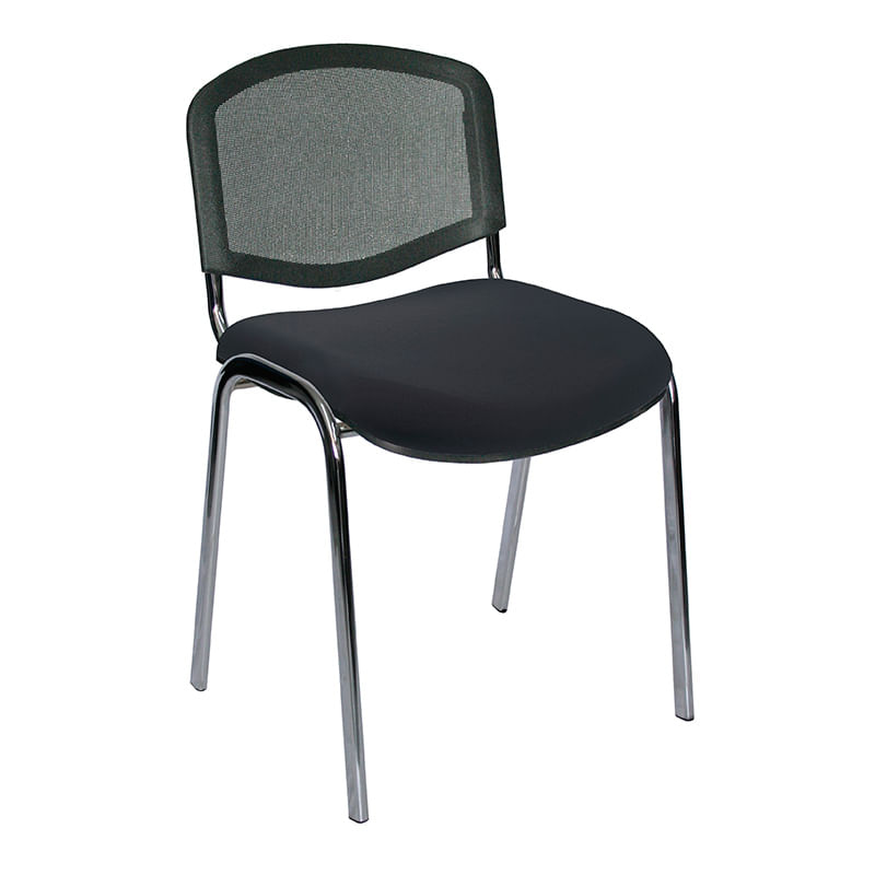 12731 - SILLA VISITA SIN BRAZOS TELA Y MALLA ELLITICO NEGRA