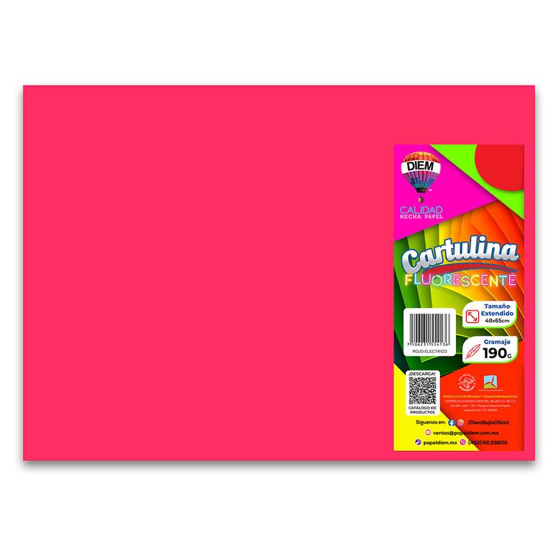 9533 - CARTULINA FLUORESCENTE ROJO 48X66CM 200G