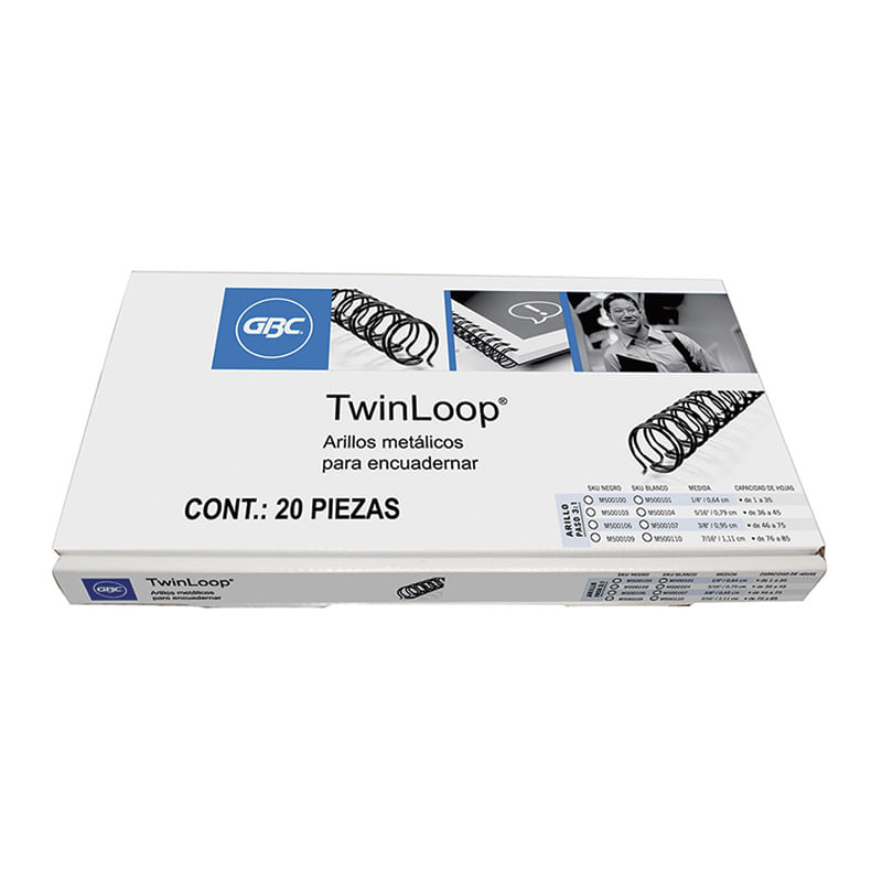 22221 - ARILLO METALICO 3/8" NEGRO 20PZAS TWIN LOOP