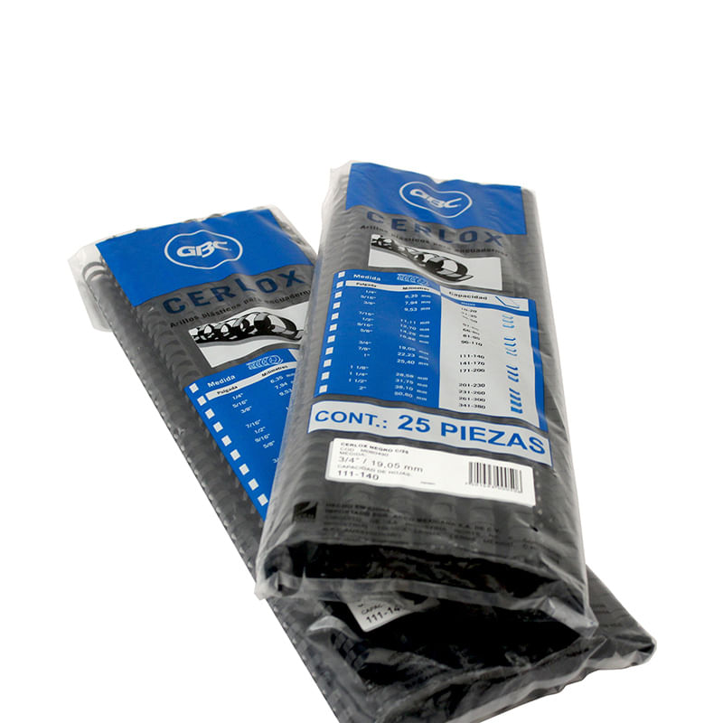 11634 - ARILLO PLASTICO 3/4" NEGRO 25PZAS CERLOX