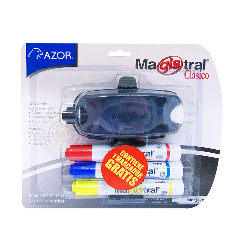 13678 - MARCADOR PARA PIZARRON CON 3 + BORRADOR MAGISTRAL