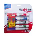 13804 - MARCADOR PARA PIZARRON SURTIDOS CON 4 MAGISTRAL GRIP