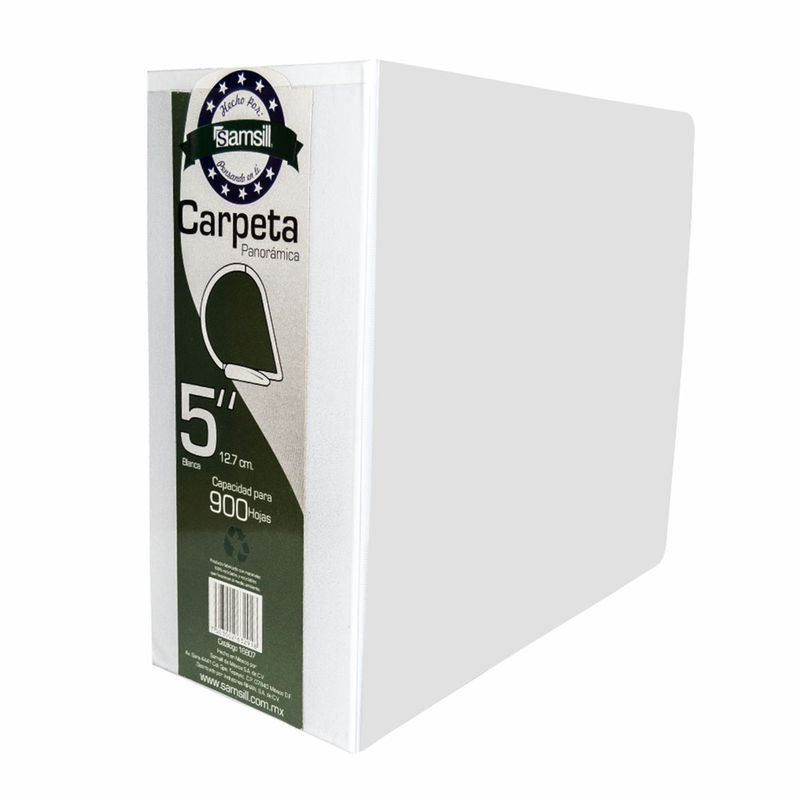 8623 - CARPETA ARILLO 5" D BLANCA CON VENTANA SAMSILL