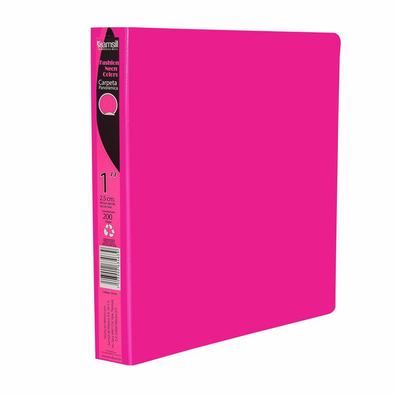 8565 - CARPETA ARILLO 1" O ROSA NEON CON VENTANA SAMSILL