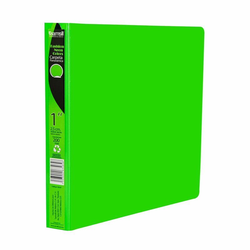 8566 - CARPETA ARILLO 1" O VERDE NEON CON VENTANA SAMSILL