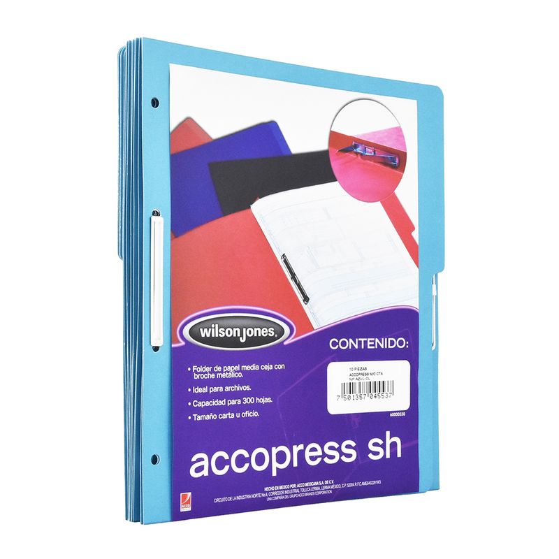 4707 - CARPETA ACCOPRESS CARTA CON BROCHE AZUL CLARO