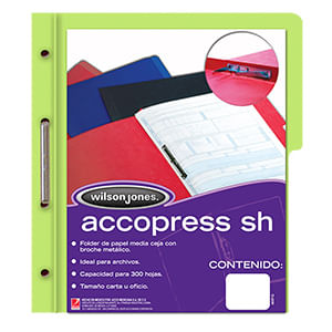 8486 - CARPETA ACCOPRESS CARTA CON BROCHE VERDE CLARO MEDIA CEJA