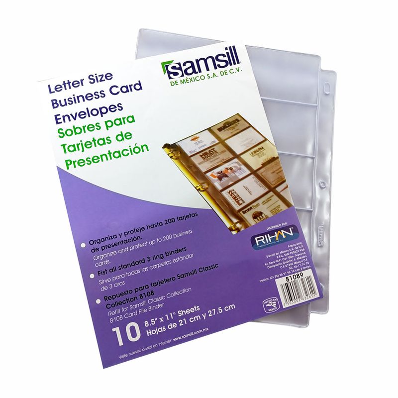 PROTECTOR PARA TARJETAS CARTA CON 10PZAS