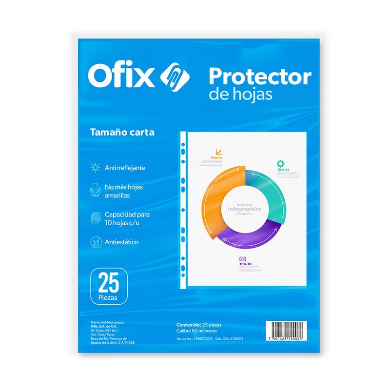 15568 - PROTECTOR DE HOJAS OFIX BOLSA CON 25 PZAS