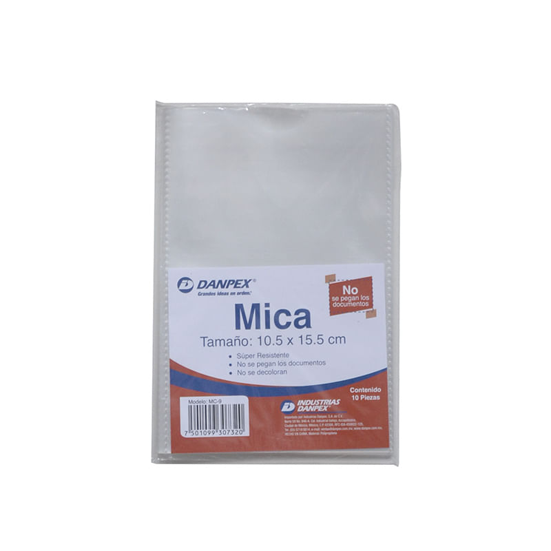 8663 - MICA CREDENCIAL No 9 10 X 15 CM CON 10PZAS
