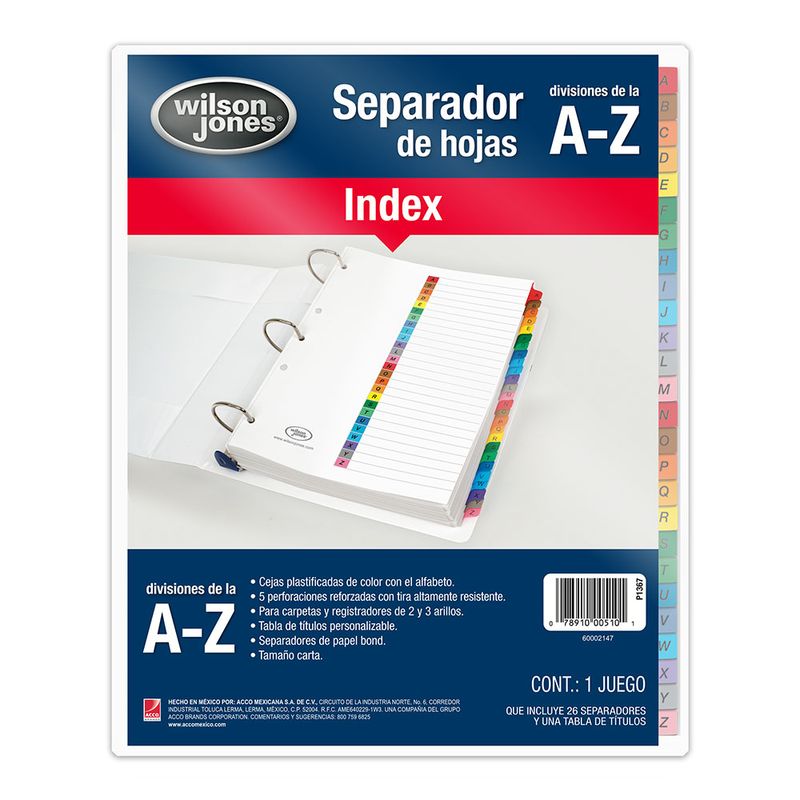 SEPARADOR 26DIV CARTA ALFABETICO A-Z  WJ