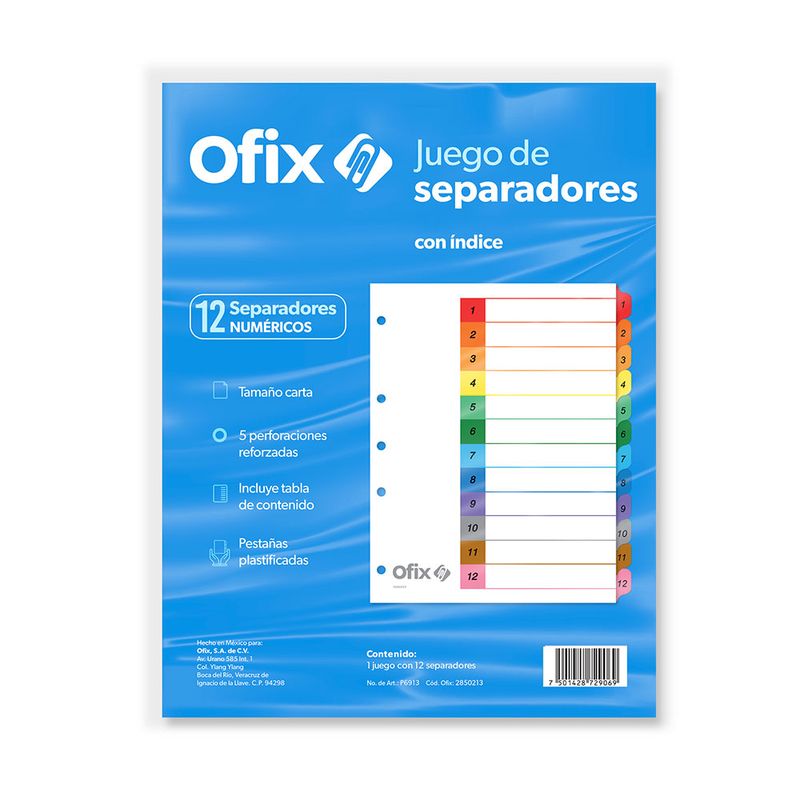 10483 - SEPARADOR OFIX 12DIV NUMERICO