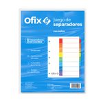 10532 - SEPARADOR OFIX 8DIV COLORES