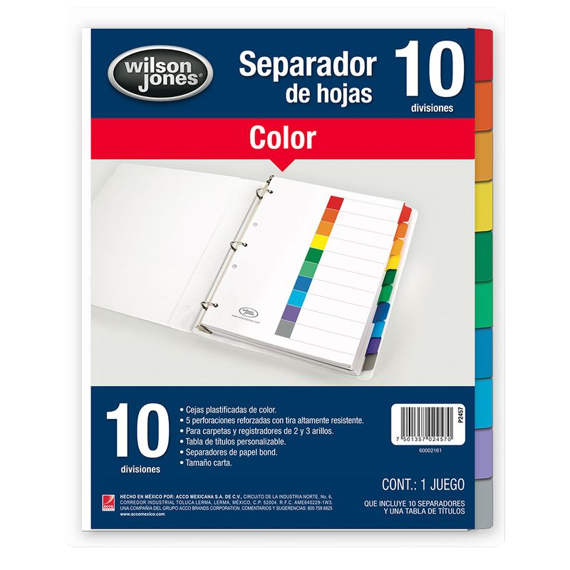 10221 - SEPARADOR 10DIV CARTA COLORES SURTIDOS WJ