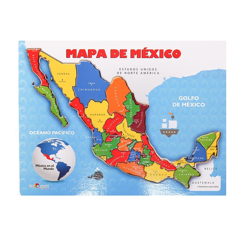 8465 - JUEGO MADERA ROMPECABEZAS MAPA DE MEXICO