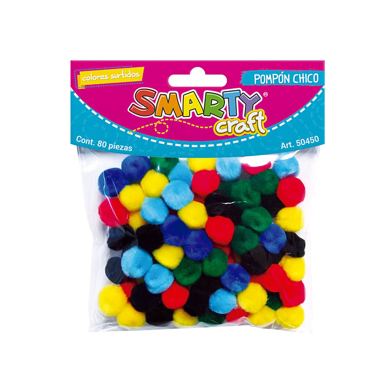15303 - POMPONES CHICOS COLORES SURTIDOS C/80 PZAS