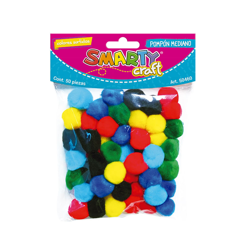 15307 - POMPONES MEDIANOS COLORES SURTIDOS C/50 PZAS