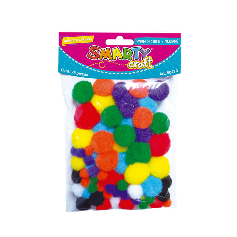 15299 - POMPONES CH-MED COLORES SURTIDOS C/78 PZAS