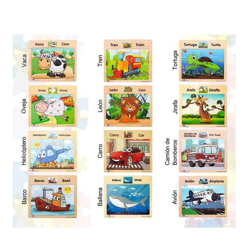 22621 - JUEGO MADERA ROMPECABEZAS MINI DIF DISEÑOS