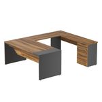 6673 - CONJUNTO DIRECTIVO CON PEDESTAL 1 80 MT NOGAL TERRACOTA CON ANTRACITA