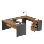 6674 - CONJUNTO DIRECTIVO CON PEDESTAL 1 80 MT NOGAL TERRACOTA CON ANTRACITA