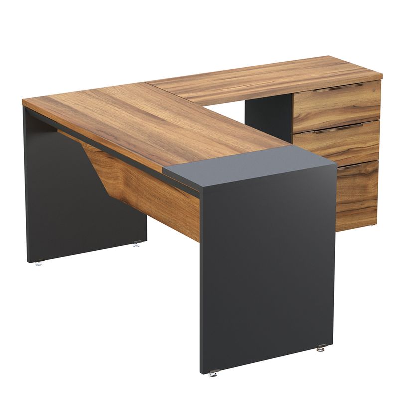 24280 - CONJUNTO EJECUTIVO RECTO CON PEDESTAL 1 50 MT NOGAL TERRACOTA CON ANTRACITA