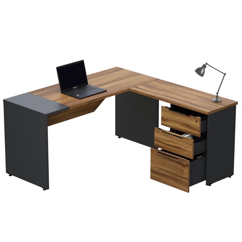 46027 - CONJUNTO EJECUTIVO RECTO CON PEDESTAL 1 50 MT NOGAL TERRACOTA CON ANTRACITA