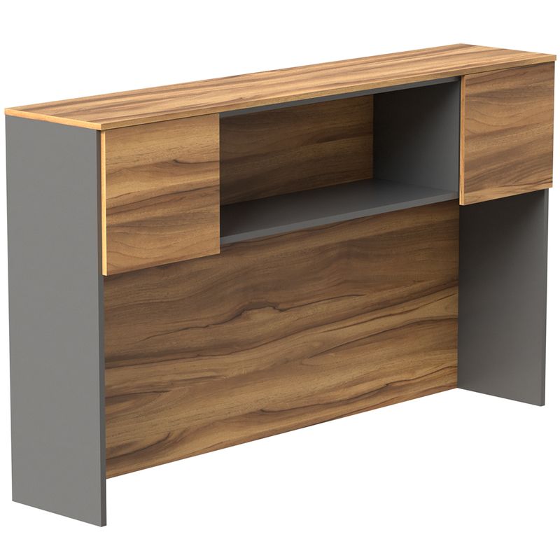 6675 - LIBRERO SOBRE CREDENZA 2 PTAS NOGAL TERRACOTA CON ANTRACITA