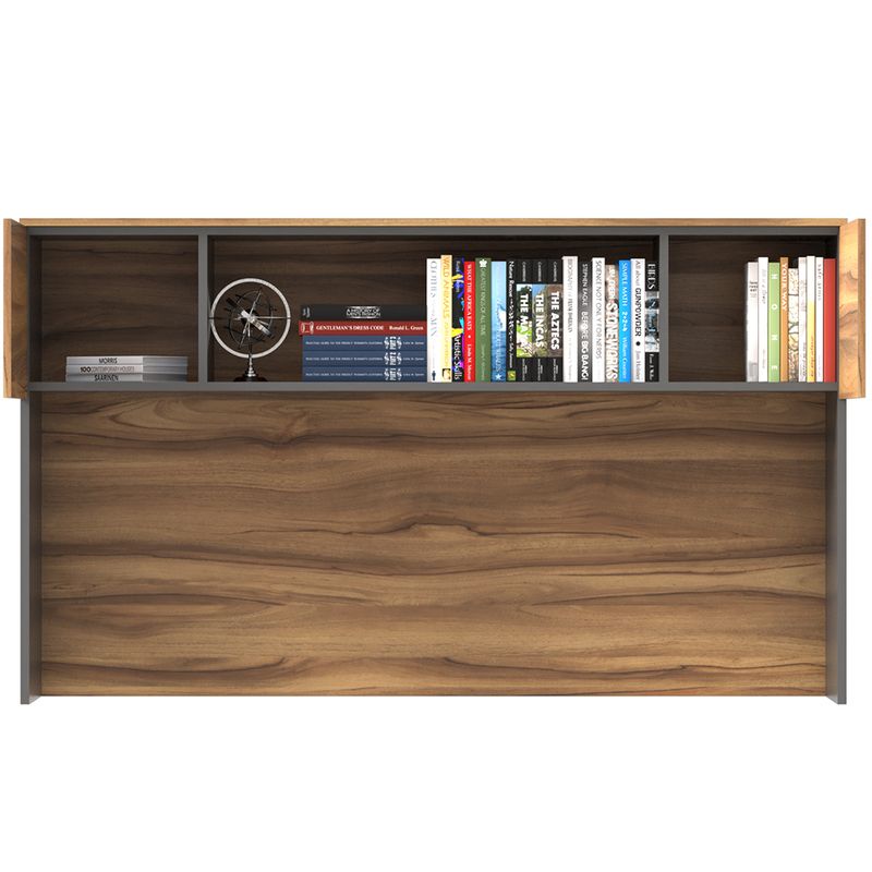46045 - LIBRERO SOBRE CREDENZA 2 PTAS NOGAL TERRACOTA CON ANTRACITA