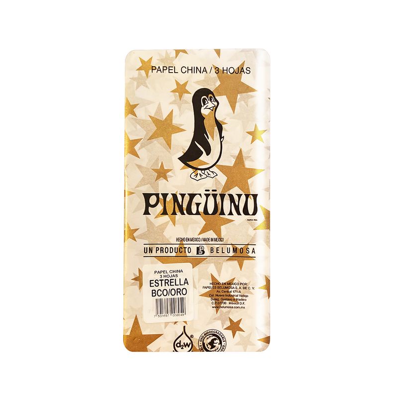 29400 - PAPEL CHINA ESTRELLA BCO/ORO 50X75CM CON 3