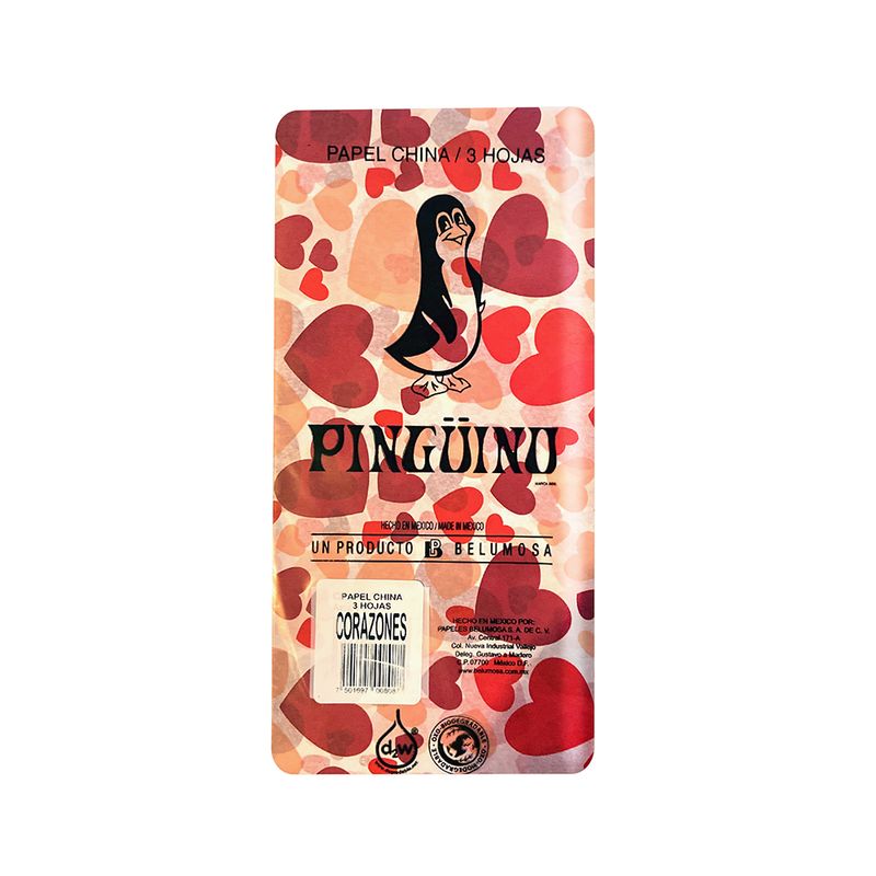 29399 - PAPEL CHINA CORAZONES 50X75CM CON 3