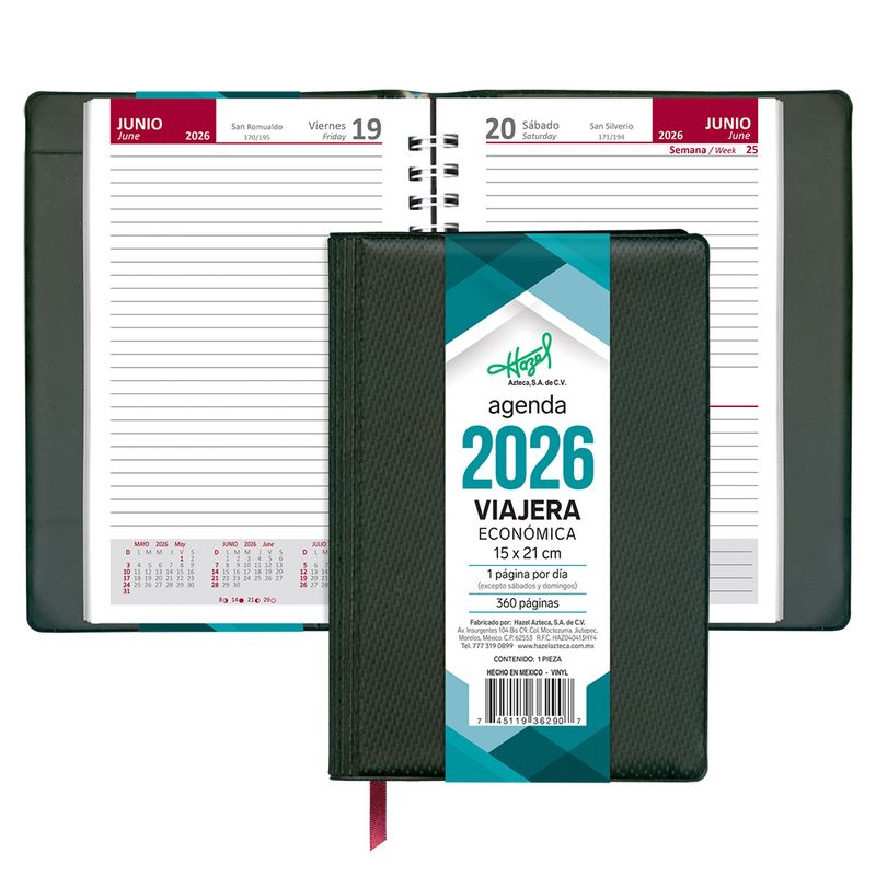 25819 - AGENDA ECONOMICA VIAJERA NEGRO JASPEADO