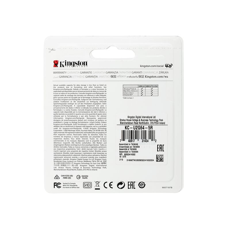 1420 - MEMORIA USB 64GB 3 2 EXODIA DTX/64GB, BLANCA