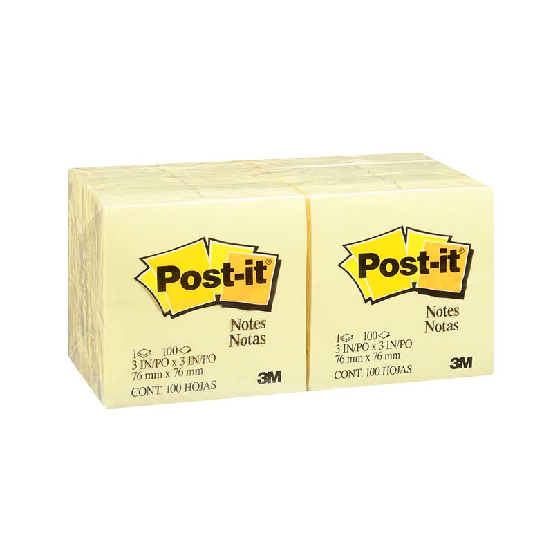 594 - NOTAS ADHESIVAS 3x3 AMARILLO C/100HJS PQTE CON 12