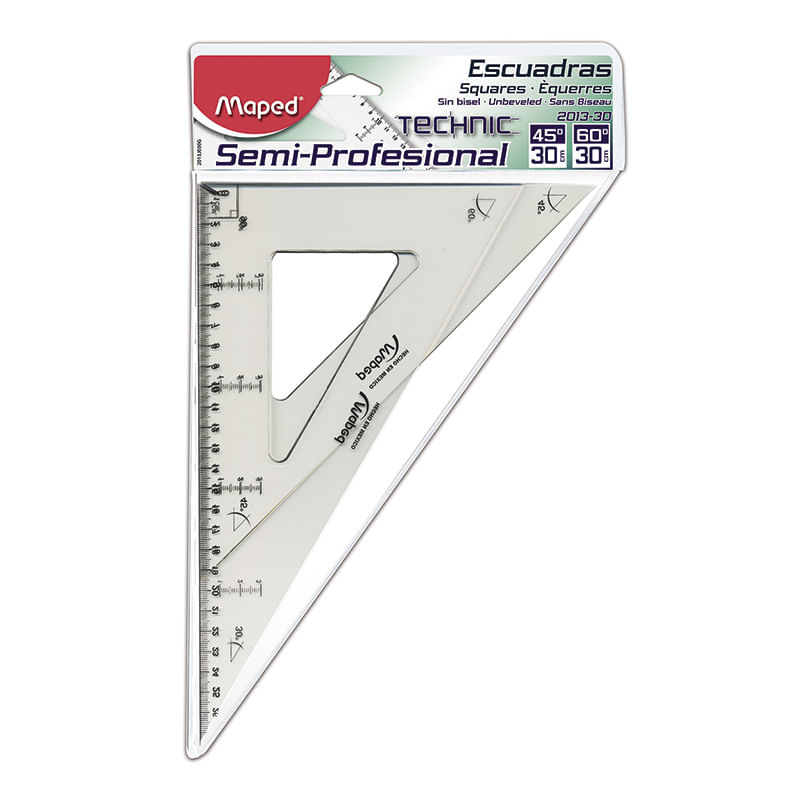 795 - ESCUADRAS ACRILICO SEMI PROFESIONAL 30CMS SIN BISEL C/G