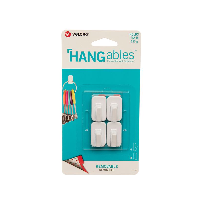 813 - VELCRO GANCHO MINI REMOVIBLE CON 4 PZAS BLANCO