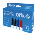 13743 - MARCADOR PARA PIZARRON OFIX SURTIDOS CON 4