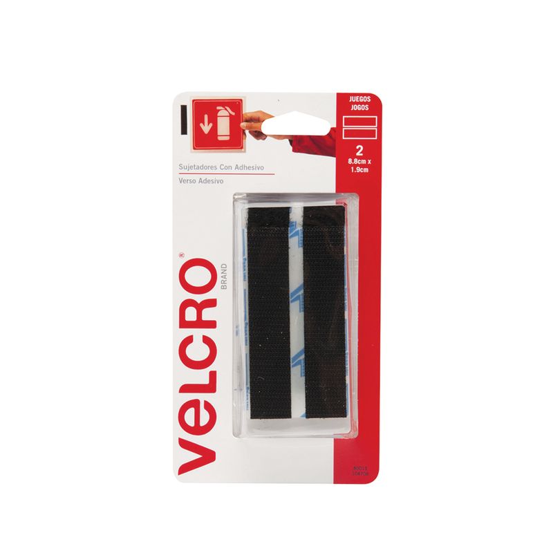 1412 - VELCRO TIRAS ADHESIVA 8 8X1 9CM NEGRA C/2 PZA