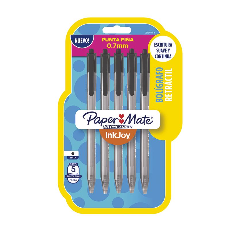 5528 - BOLIGRAFO FINO RETRACTIL NEGRO CON 5 KILOMETRICO 100RT