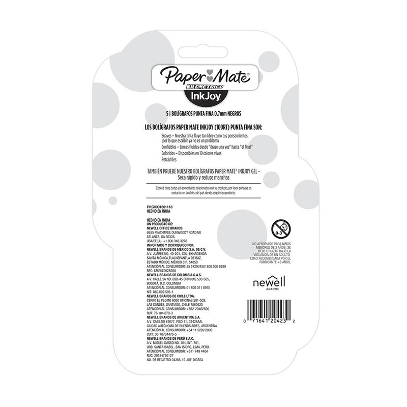 6639 - BOLIGRAFO FINO RETRACTIL NEGRO CON 5 KILOMETRICO 100RT