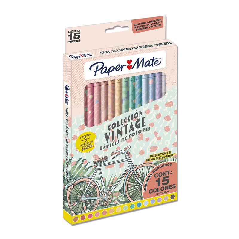 6650 - LAPICES DE COLOR 15-L RED 4MM VINTAGE PAPER MATE