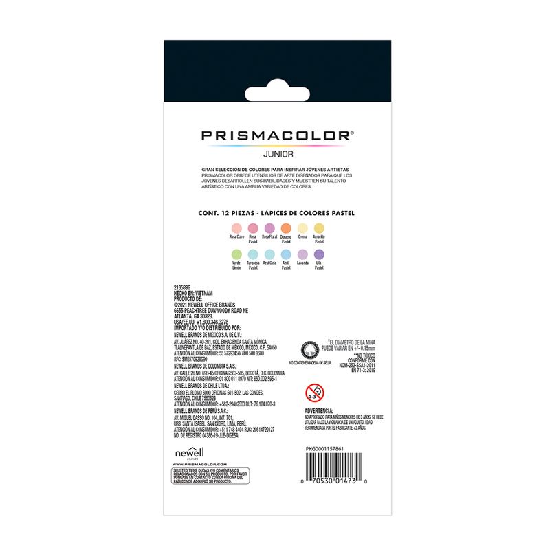 6653 - LAPICES DE COLOR PASTEL 12-L RED 4MM PRISMACOLOR JUNIOR