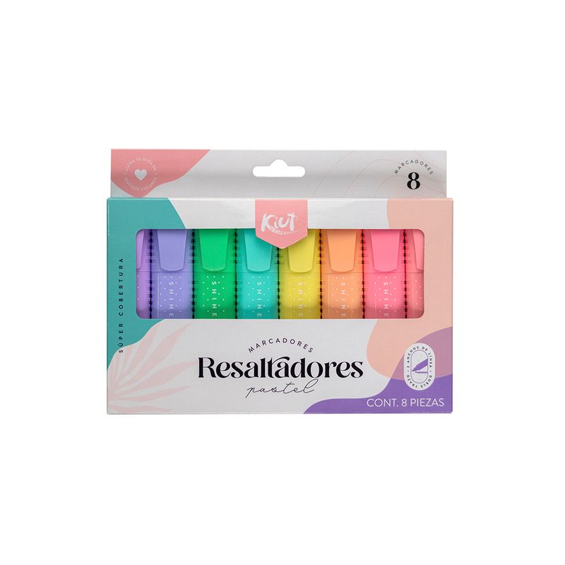 5838 - MARCADOR RESALTADOR PASTEL C/8 KIUT