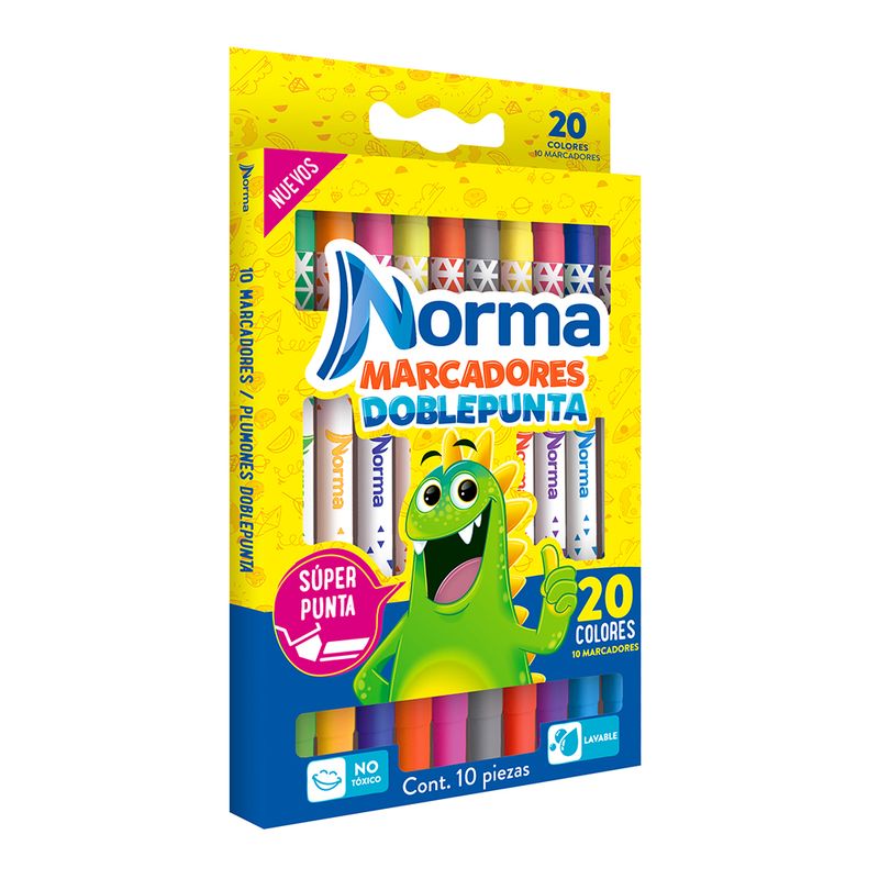 34519 - MARCADOR LAVABLE DOBLE PUNTA C/10 NORMA