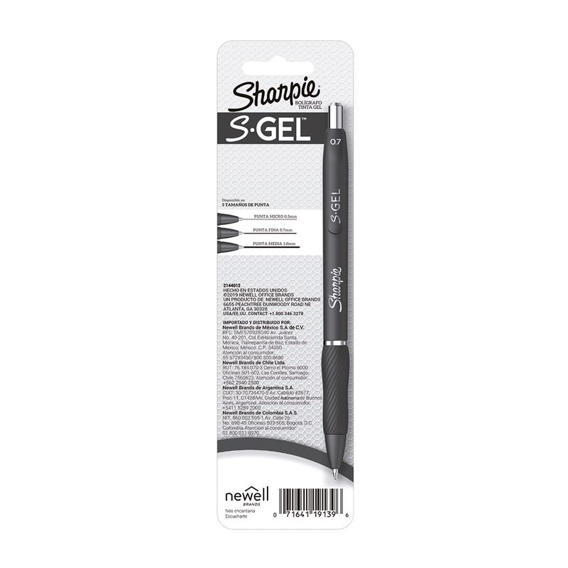 6647 - BOLIGRAFO FINO GEL SHARPIE NEGRO 2 PZS BLT