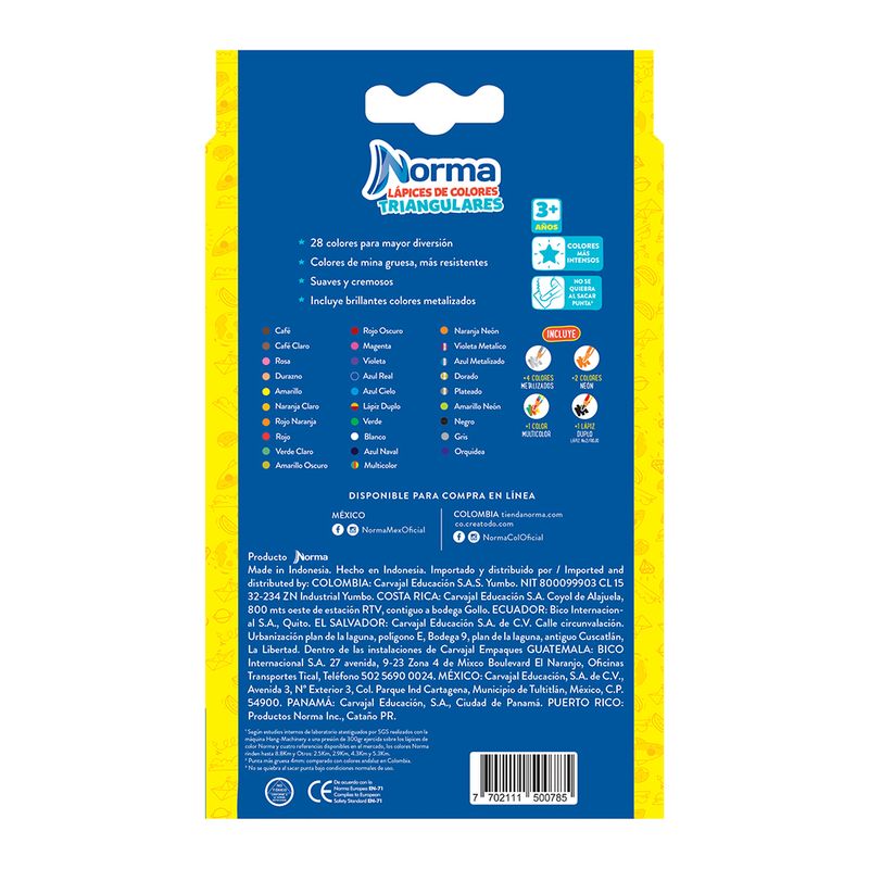 40136 - LAPICES DE COLOR 24+4-L TRIANGULAR NORMA