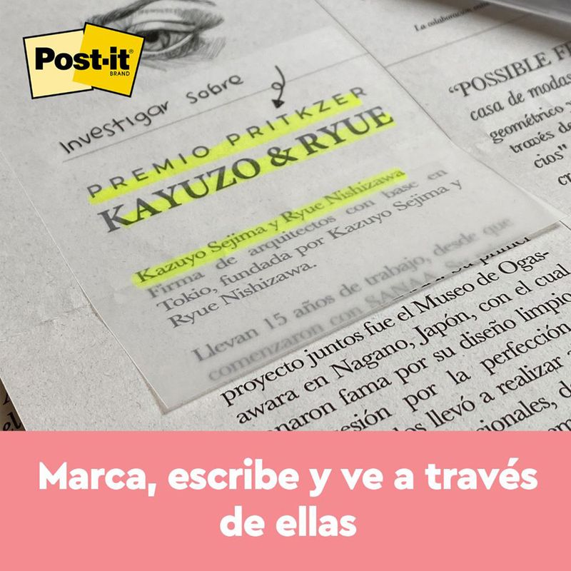 45314 - NOTAS TRANSPARENTES 2 8x2 8 C/36H POST IT