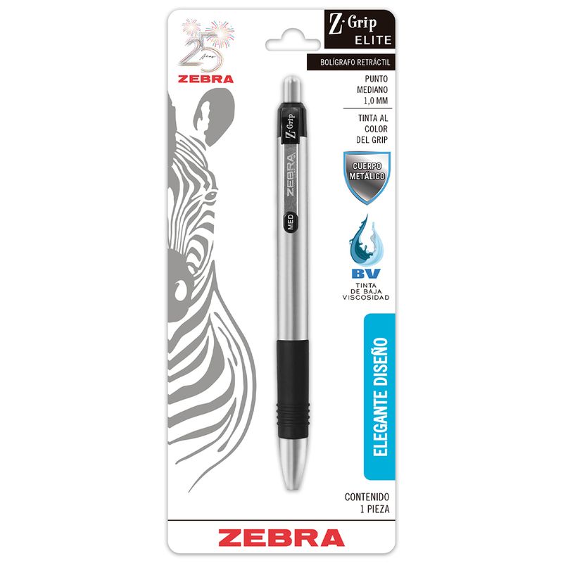 44672 - BOLIGRAFO MEDIANO RETRÁCTIL ZEBRA BLT C/1 NEGRO Z-GRIP ELITE44