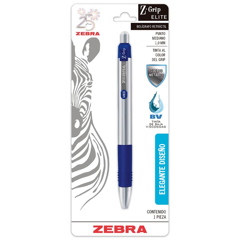 44675 - BOLIGRAFO MEDIANO RETRÁCTIL ZEBRA BLT C/1 AZUL Z-GRIP ELITE